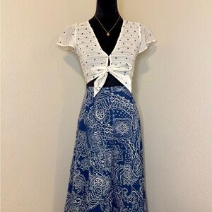 Coldwater Creek Blue and White A-Line Skirt